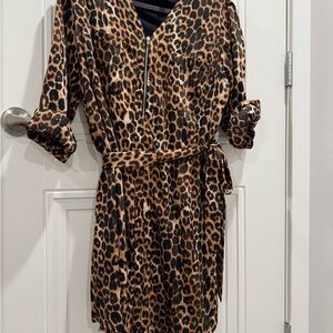 Express Leopard Print Midi Dress